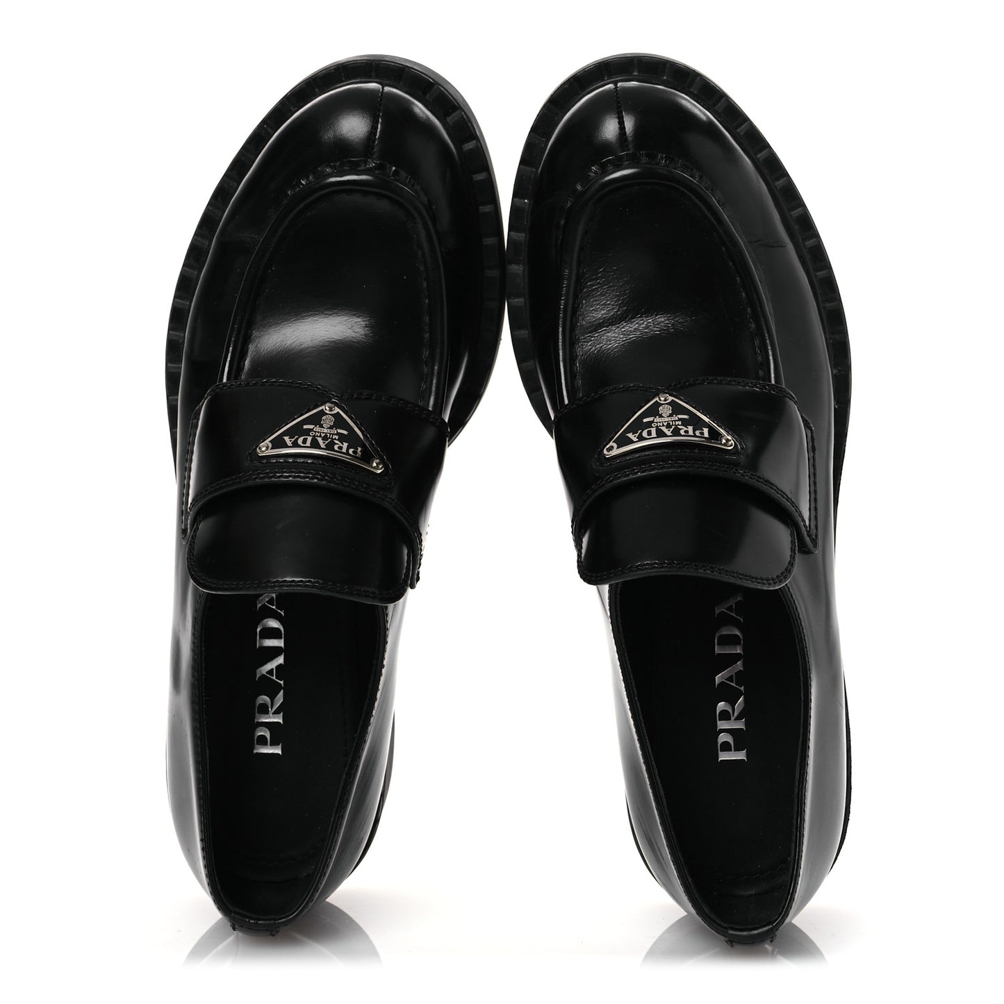Spazzolato Metal Triangle Logo 50mm Loafers 37.5 Black