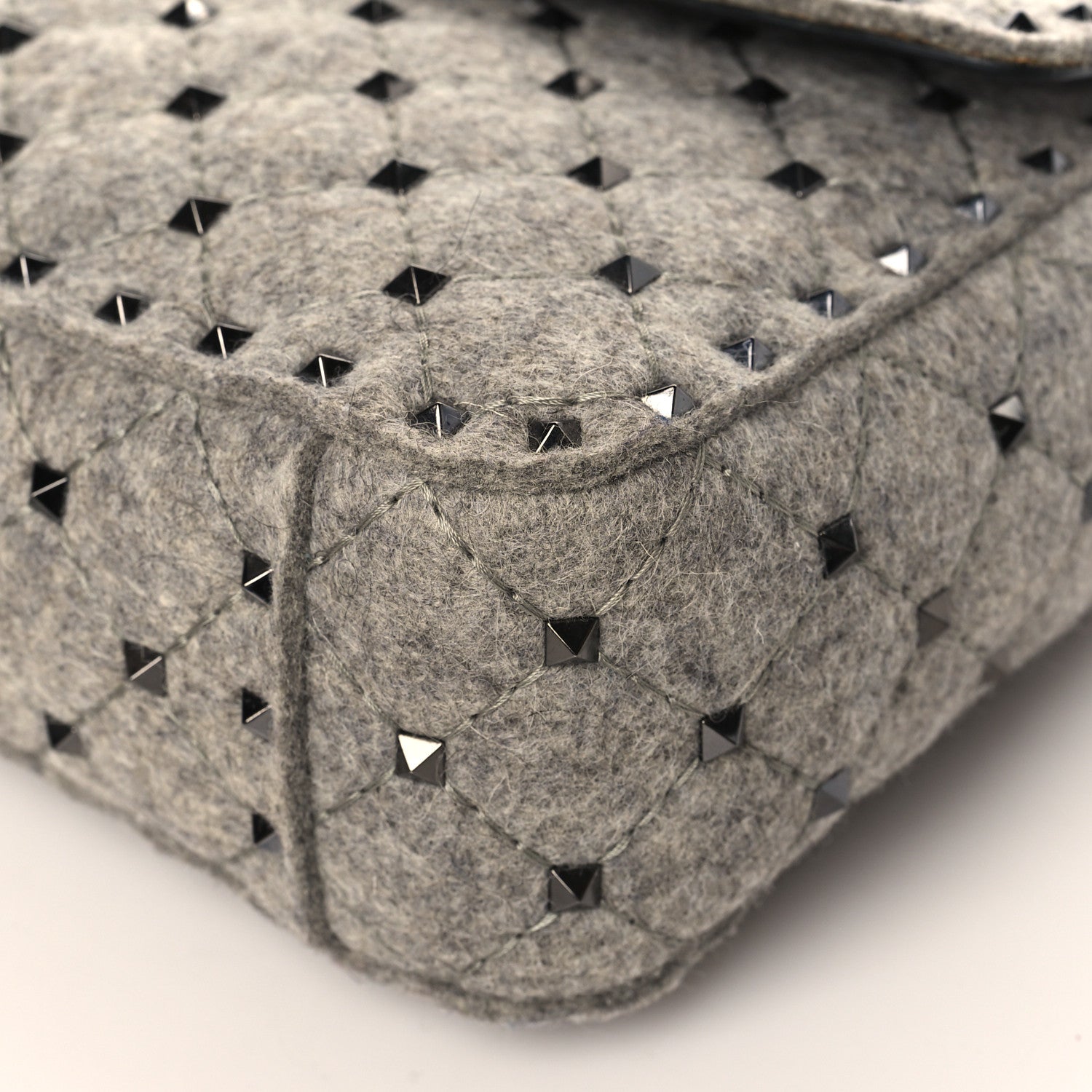 Valentino Garavani Felt Medium Rockstud Spike Shoulder Bag Grey 8 of 8