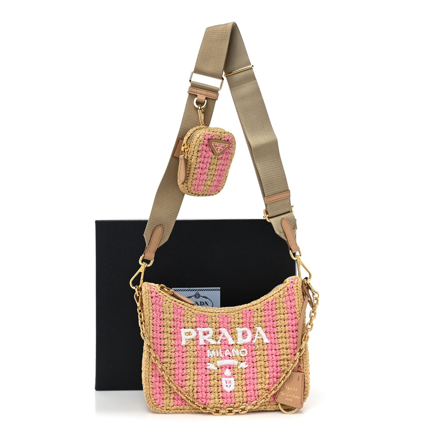 Yarn Raffia Effect Crochet Striped Re-Edition 2005 Shoulder Bag Naturale Petalo
