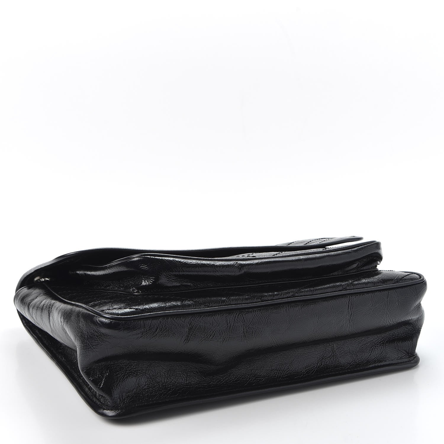 Saint Laurent Crinkled Calfskin Matelasse Monogram Large Niki Chain Satchel Black 3 of 10