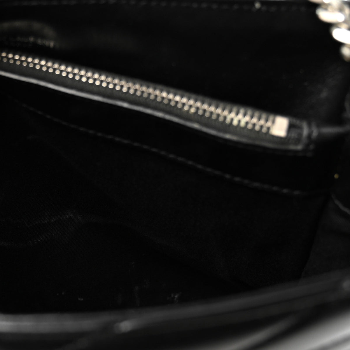 Calfskin Y Quilted Monogram Medium Loulou Chain Satchel Black