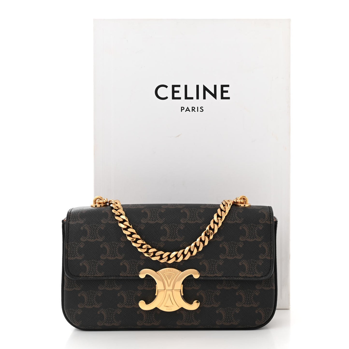 Triomphe Canvas Chain Shoulder Bag Tan