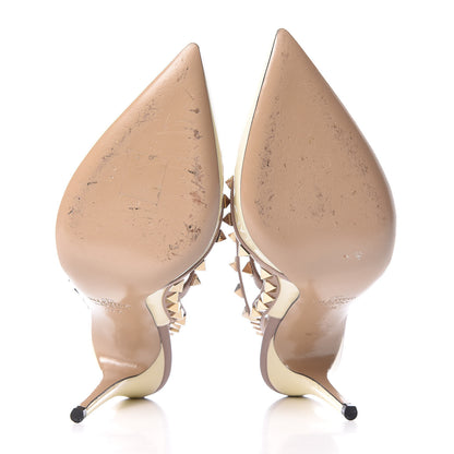 Valentino Garavani Patent Rockstud Ankle Strap Pumps 37.5 Ivory Poudre 7 of 11