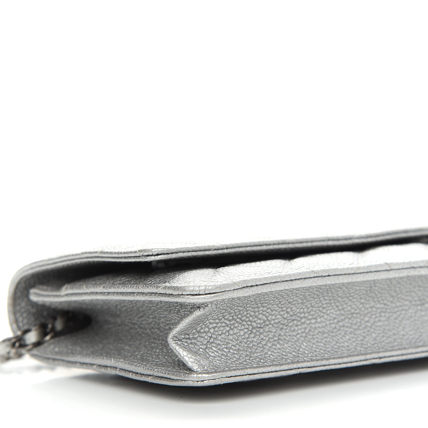 Chanel Metallic Caviar Quilted Wallet on Chain WOC Silver 9 of 10