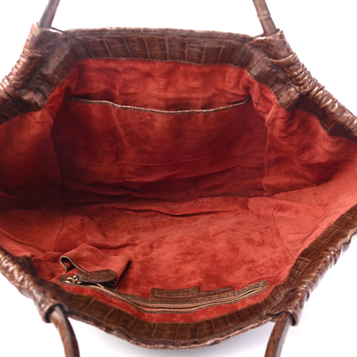 Crocodile Top Handle Tote Brown