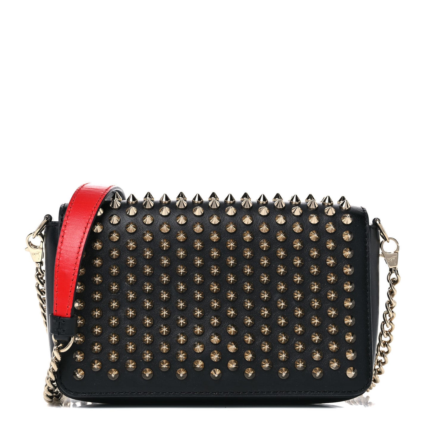 Calfskin Spiked Zoompouch Crossbody Black