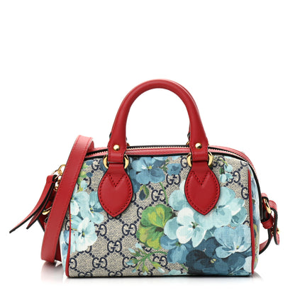 Gucci GG Supreme Monogram Blooms Mini Boston Navy Blue Hibiscus 1 of 11