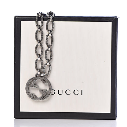 Gucci Sterling Silver Textured Interlocking G Pendant Necklace 7 of 7