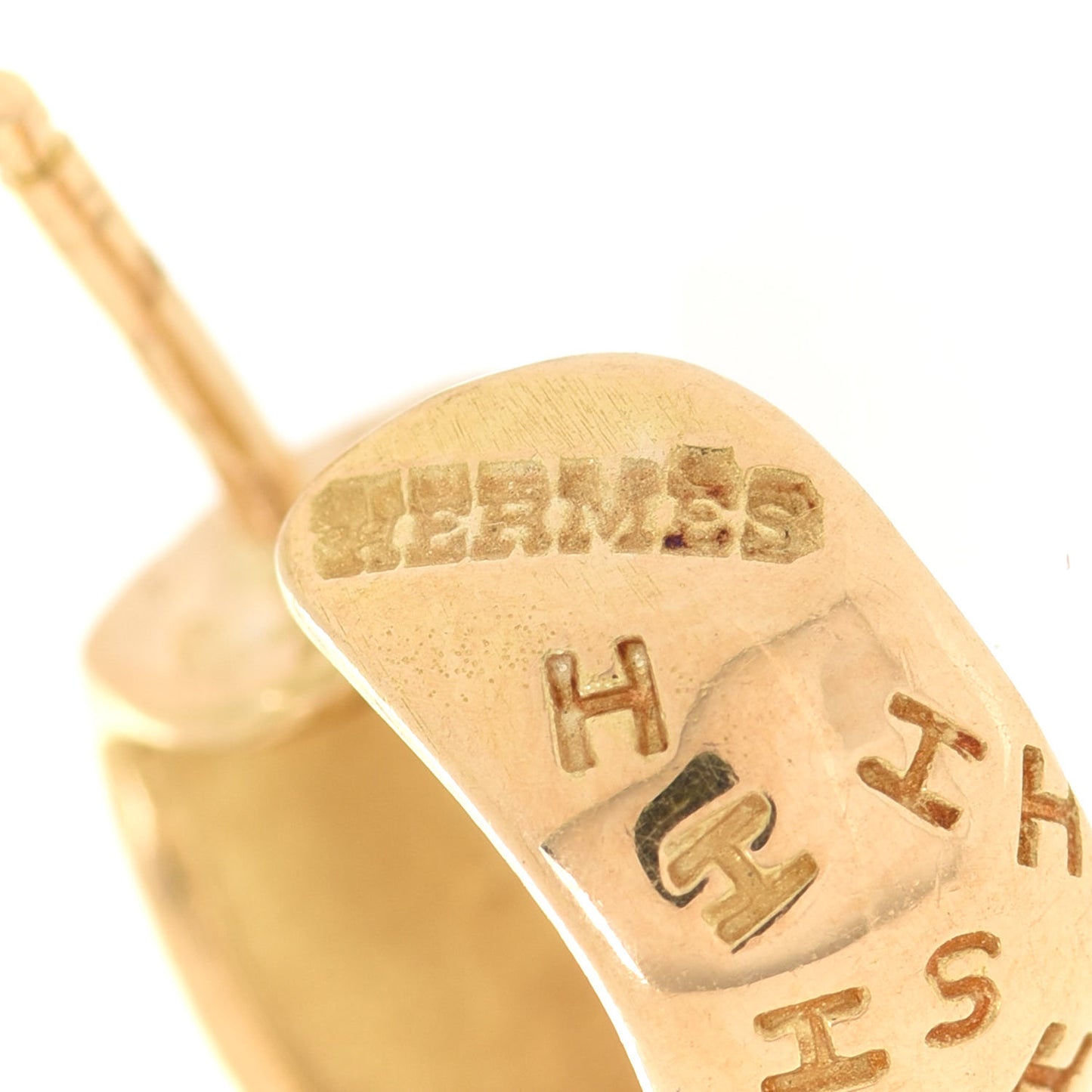 18K Yellow Gold H Logo Hoop Earrings