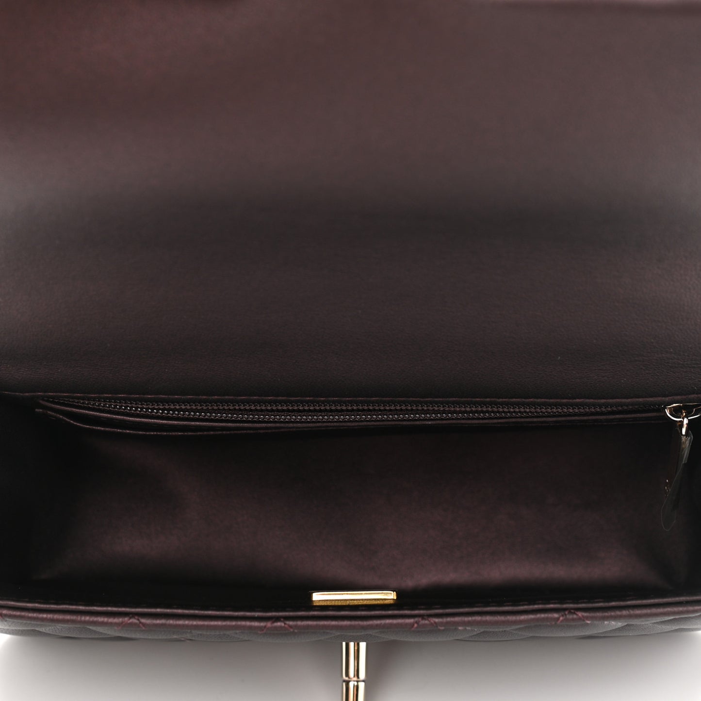 Iridescent Lambskin Quilted Mini Top Handle Rectangular Flap Burgundy