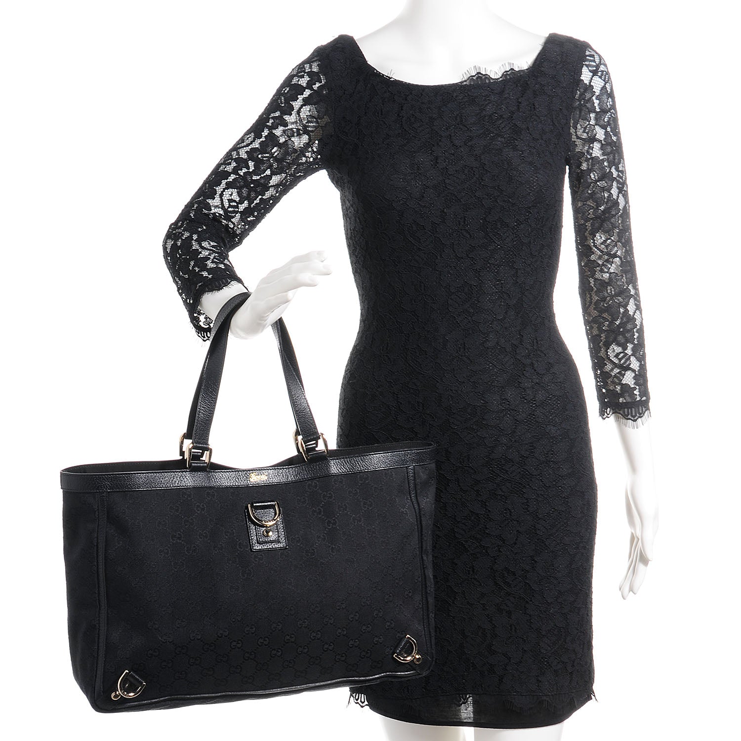 Gucci Monogram Large Abbey Tote Black 2 of 7
