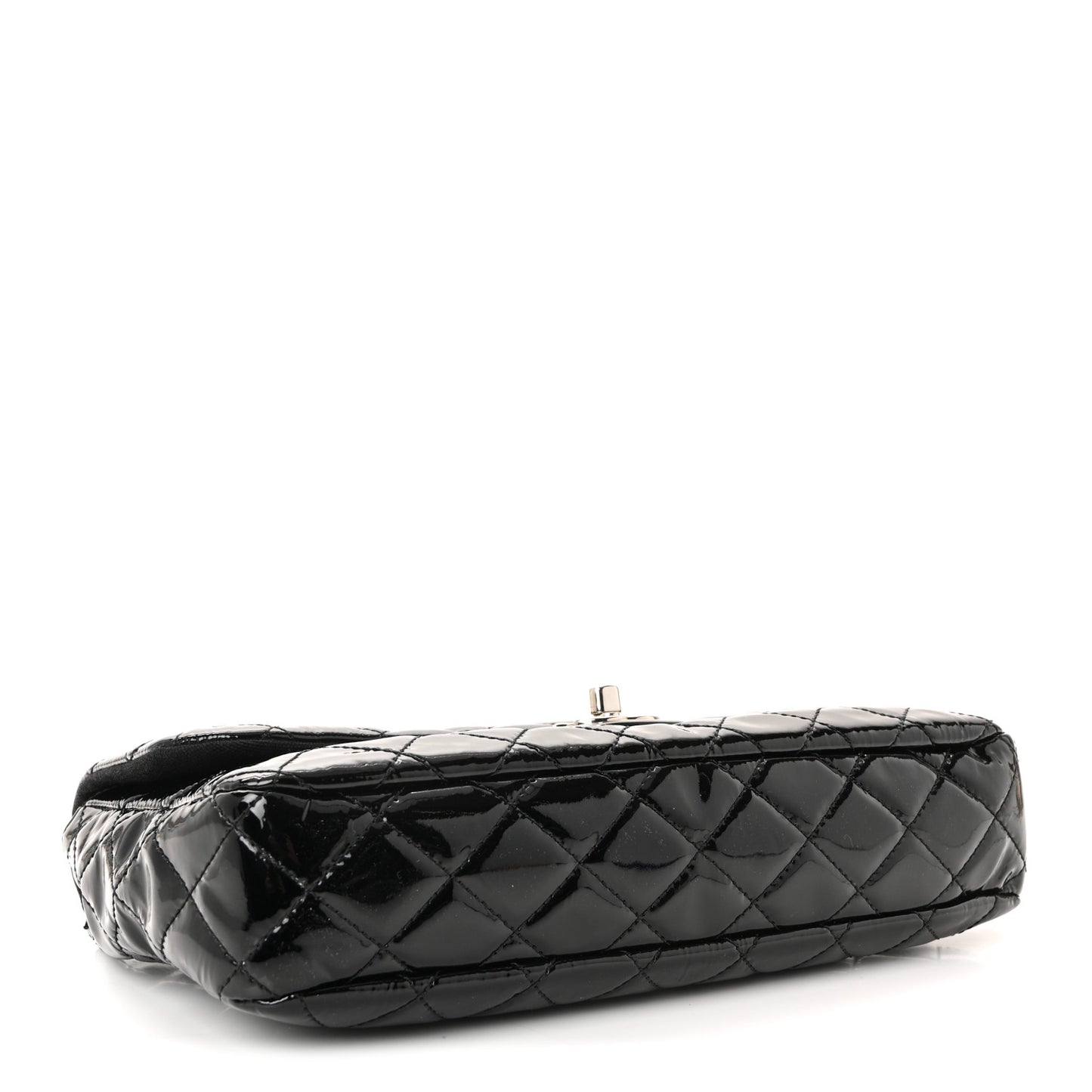 Patent Quilted Medium Single Flap Black