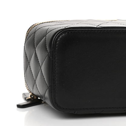 Chanel Lambskin Quilted Small Top Handle Vanity Case With Chain Black 7 of 8