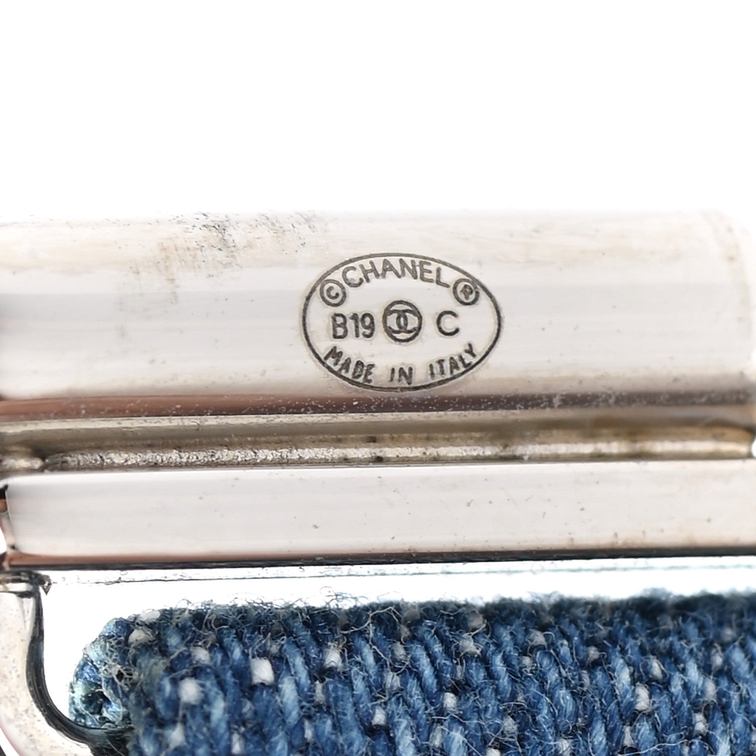 Chanel Denim Crystal CC Cuff Multicolor Blue 4 of 5