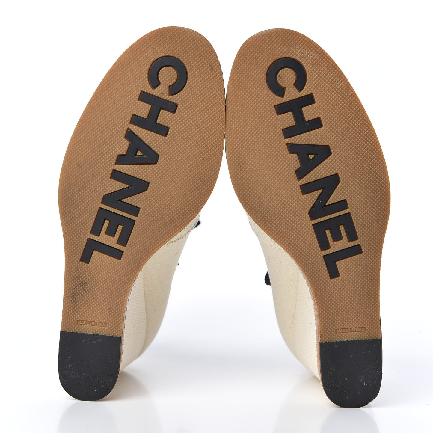 Canvas Studded Cap Toe CC Wedges 37.5 Beige Navy Black