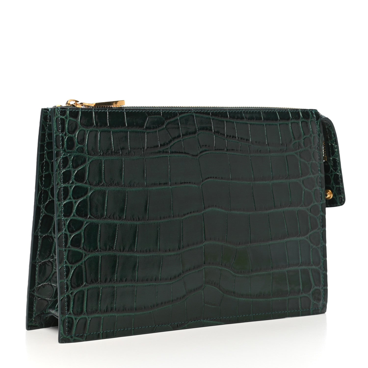Versace Crocodile Embossed Calfskin Medusa Wristlet Green 3 of 7