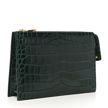 Versace Crocodile Embossed Calfskin Medusa Wristlet Green 3 of 7