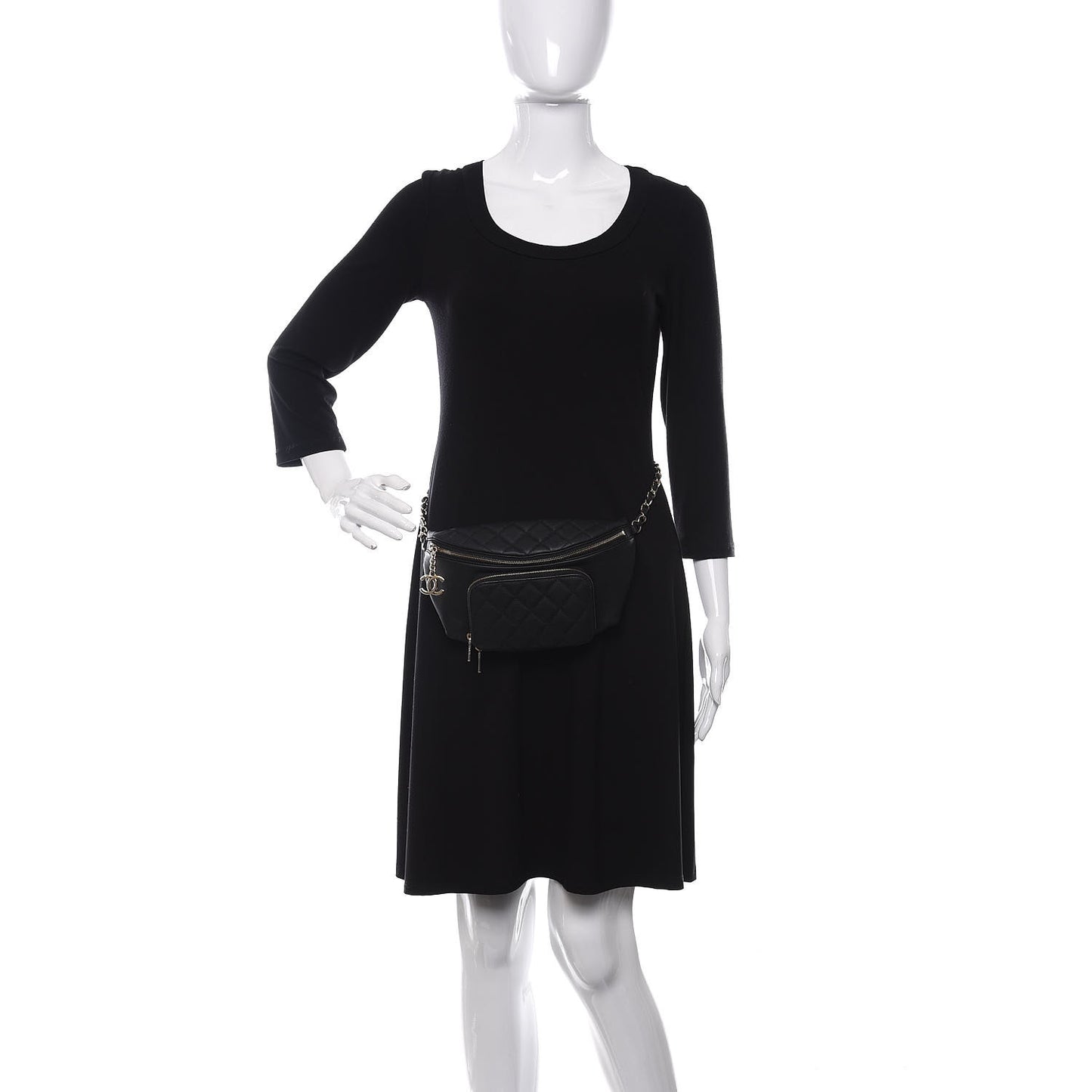 Caviar Quilted Business Affinity Waist Belt Bag Black