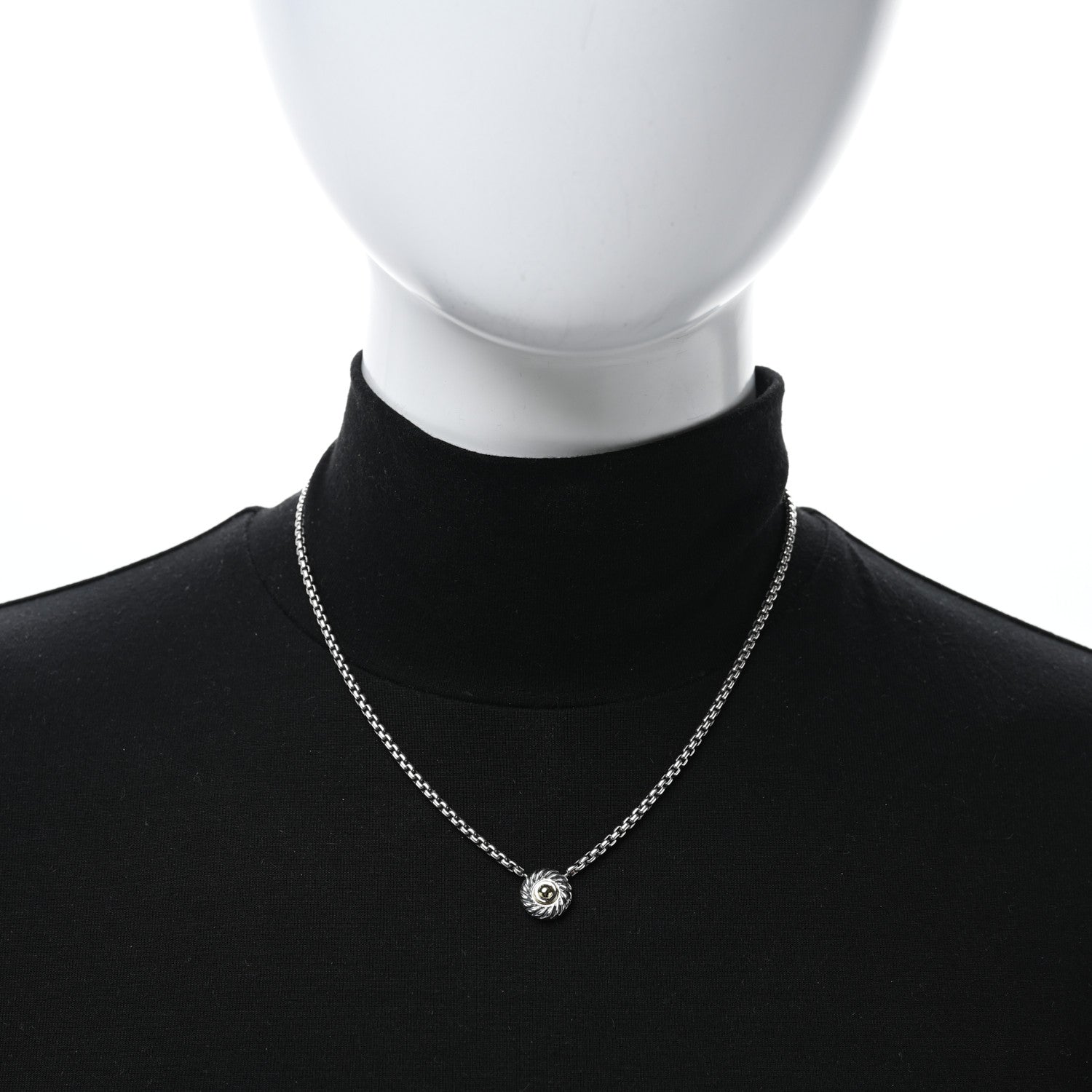David Yurman Sterling Silver 14K Yellow Gold Cookie Pendant Necklace 2 of 5