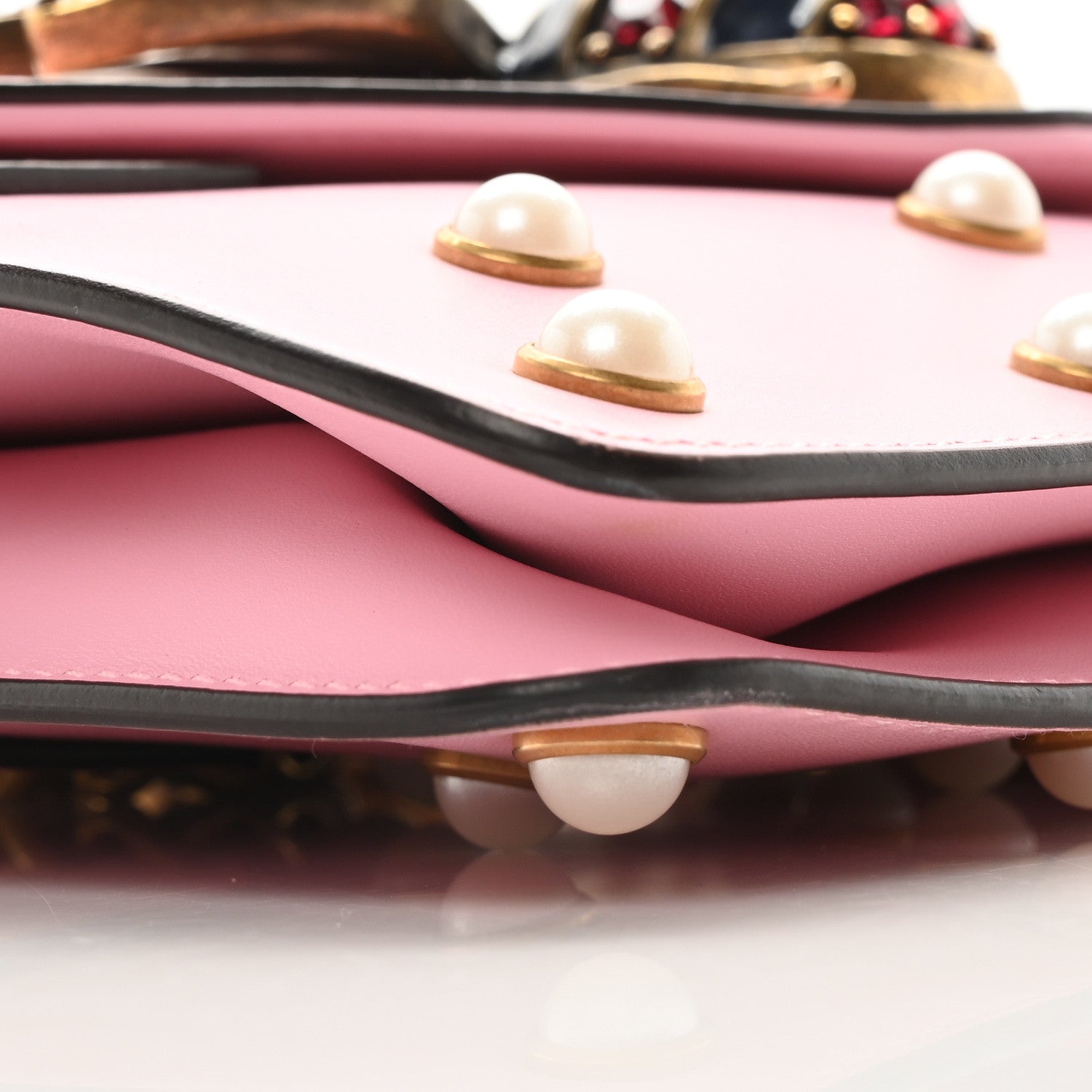 Gucci Nappa Pearl Studded Mini Queen Margaret Broadway Shoulder Bag Sugar Pink 8 of 10