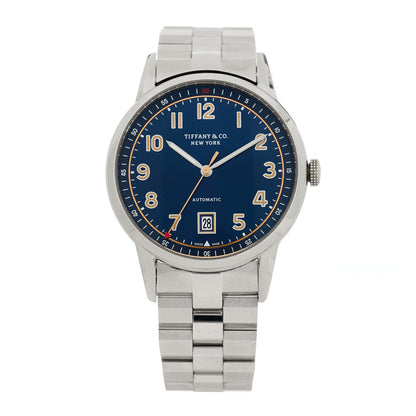 Tiffany Stainless Steel 40mm CT60 3-Hand Automatic Watch Blue 1 of 5