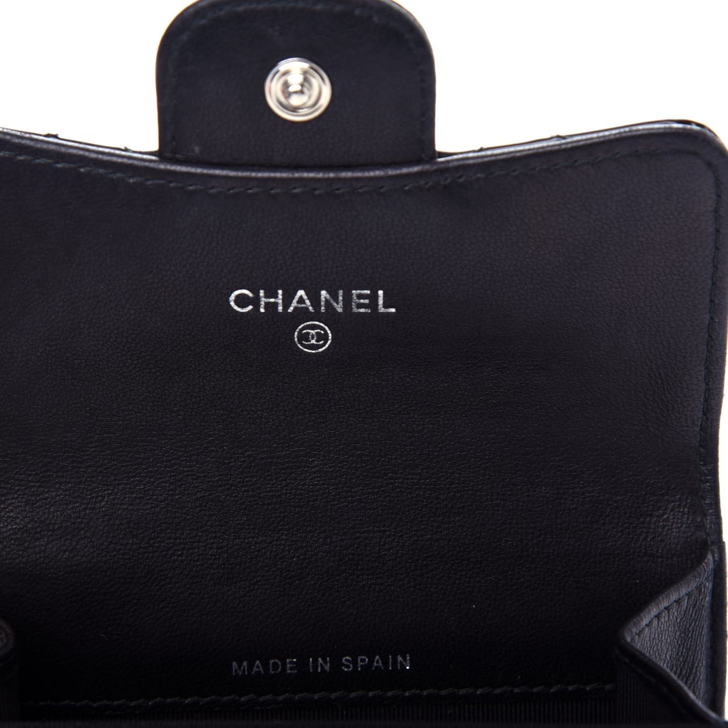 Patent Quilted Flap Card Holder Wallet Black