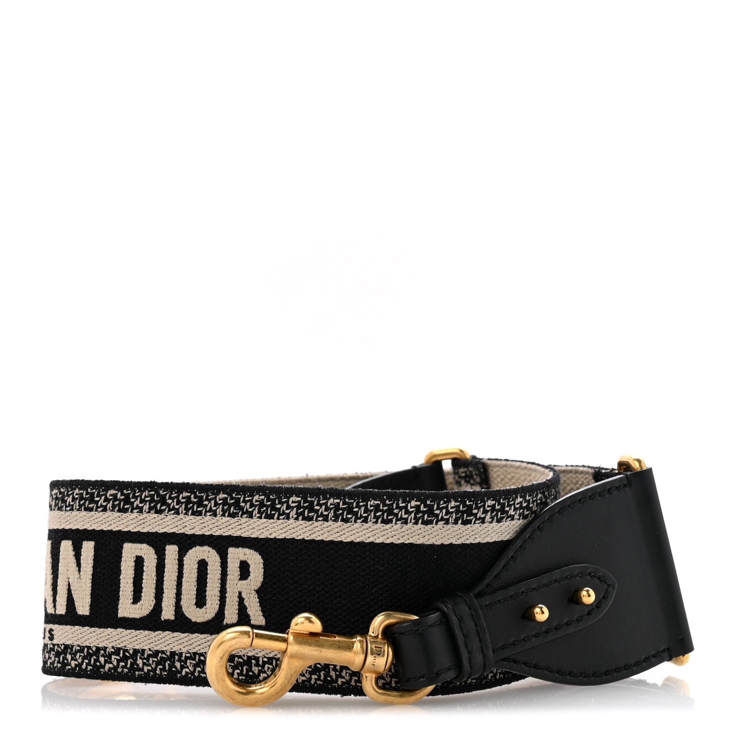 Christian Dior Canvas Embroidered Shoulder Strap Black 1 of 7