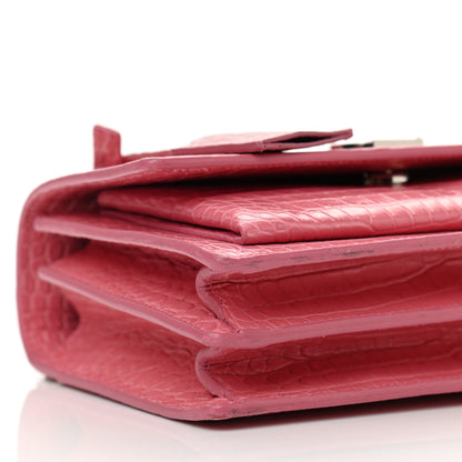 Saint Laurent Calfskin Crocodile Embossed Small Monogram Sunset Pink 5 of 11