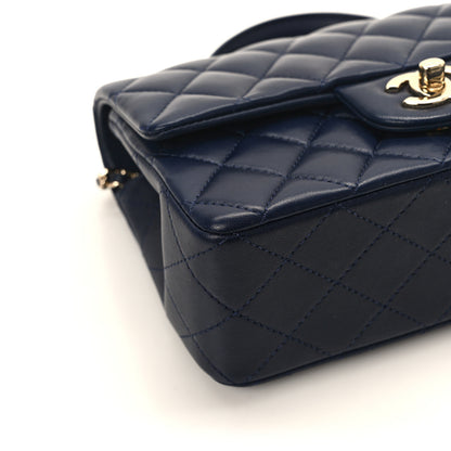 Chanel Lambskin Quilted Mini Top Handle Rectangular Flap Navy Blue 11 of 13