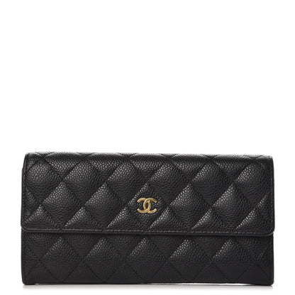 Chanel Caviar Quilted Large Gusset Flap Wallet Black 1 of 14