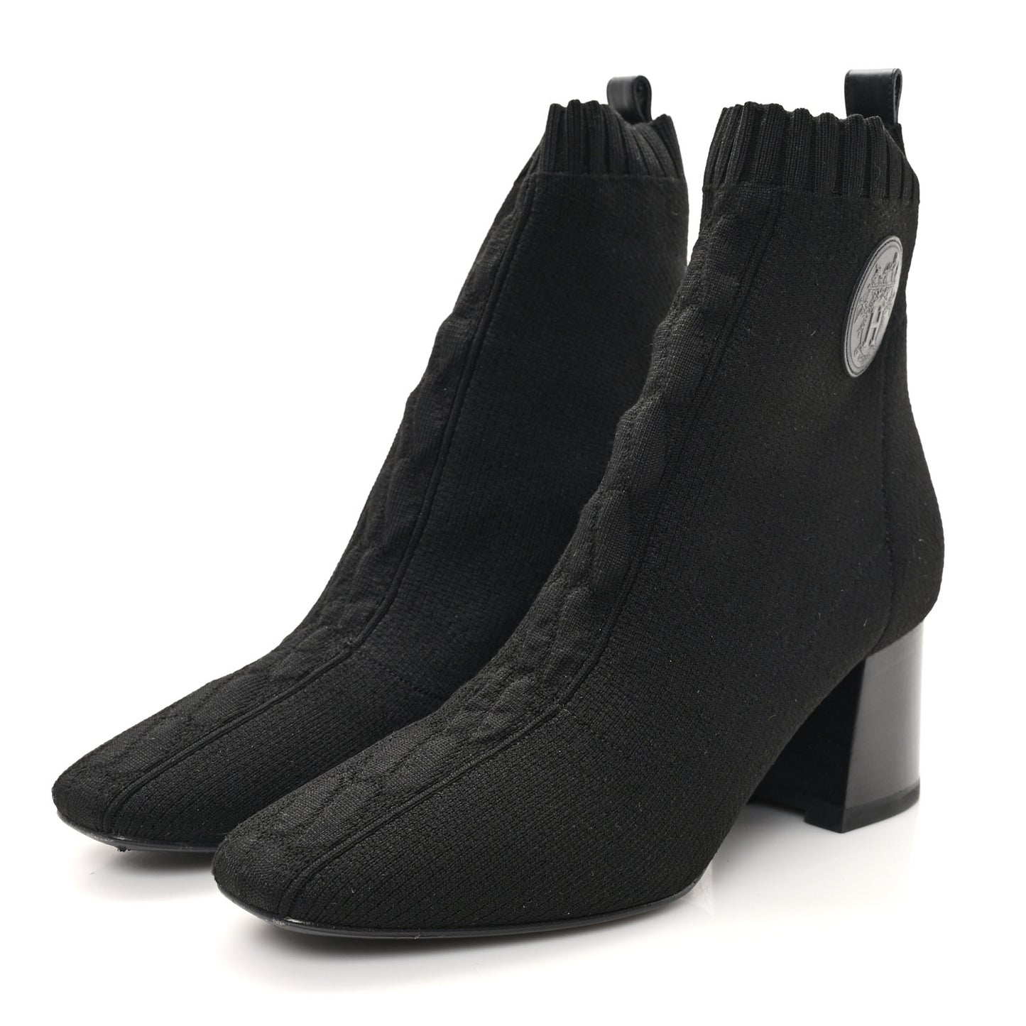 Knit Calfskin Volver 60 Ankle Boots 38 Black