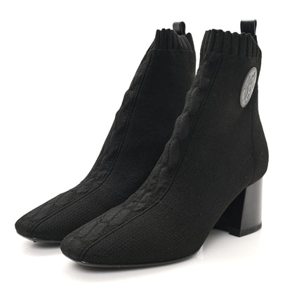Hermes Knit Calfskin Volver 60 Ankle Boots 38 Black 4 of 9