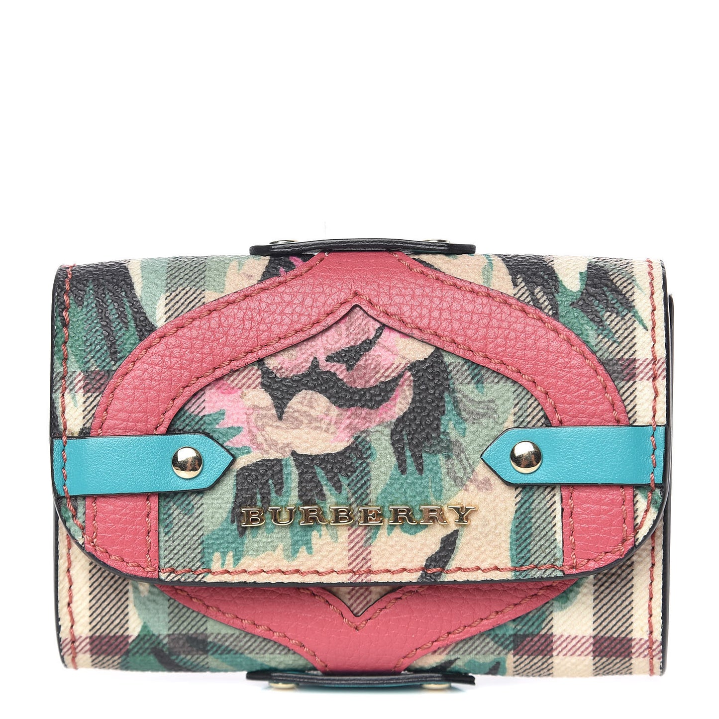 Haymarket Check Floral Print Chesam Card Case Plum Pink