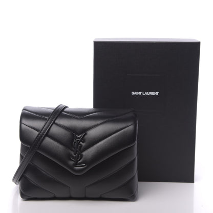 Saint Laurent Calfskin Y Quilted Monogram Toy Loulou Crossbody Bag Black 10 of 10