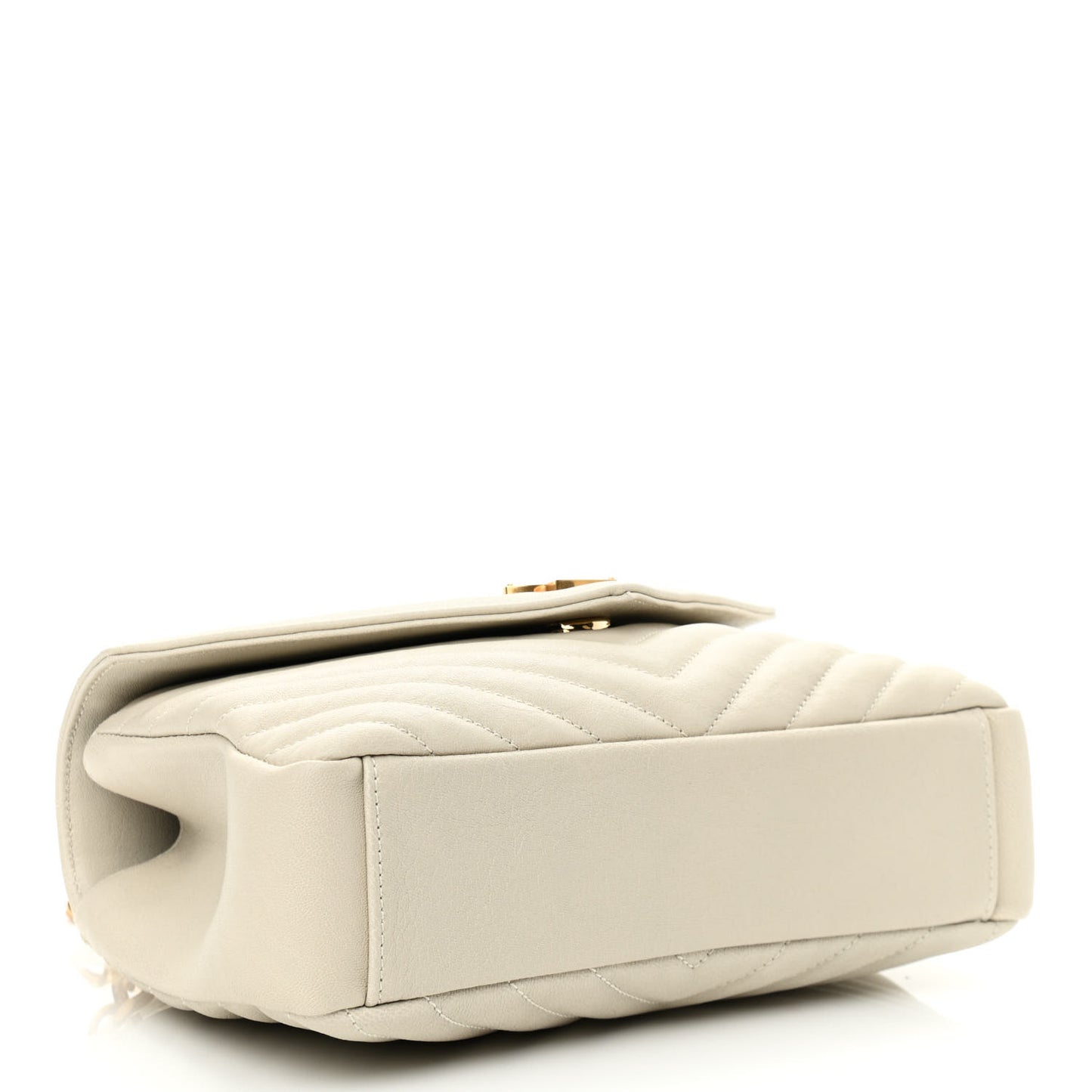 Sheepskin Matelasse Chevron Monogram Medium College Bag Crema Soft