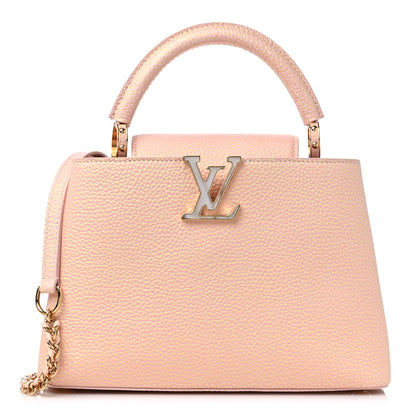 Louis Vuitton Metallic Taurillon Seashell Capucines BB Pink Yellow 1 of 8