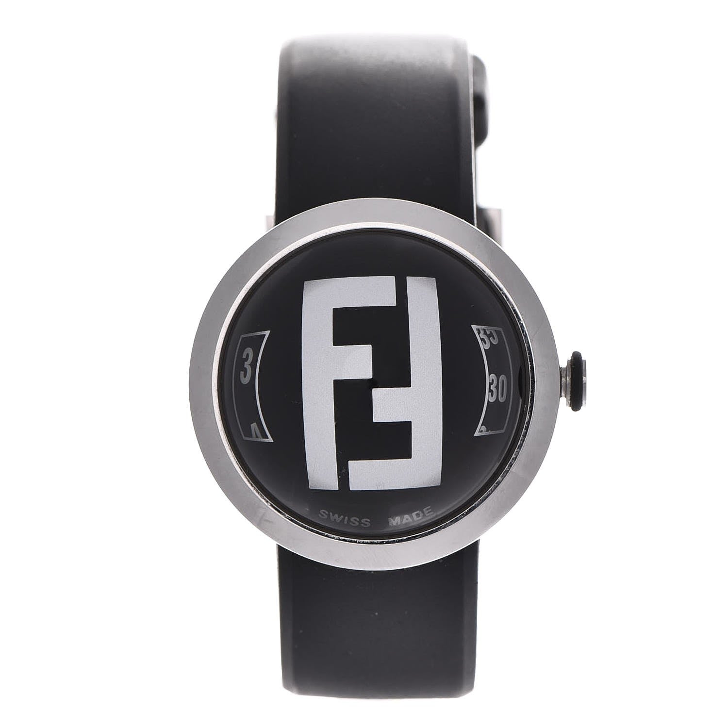 Fendi Stainless Steel Rubber 36mm Bussola Bubble Quartz Watch Black 1 of 10