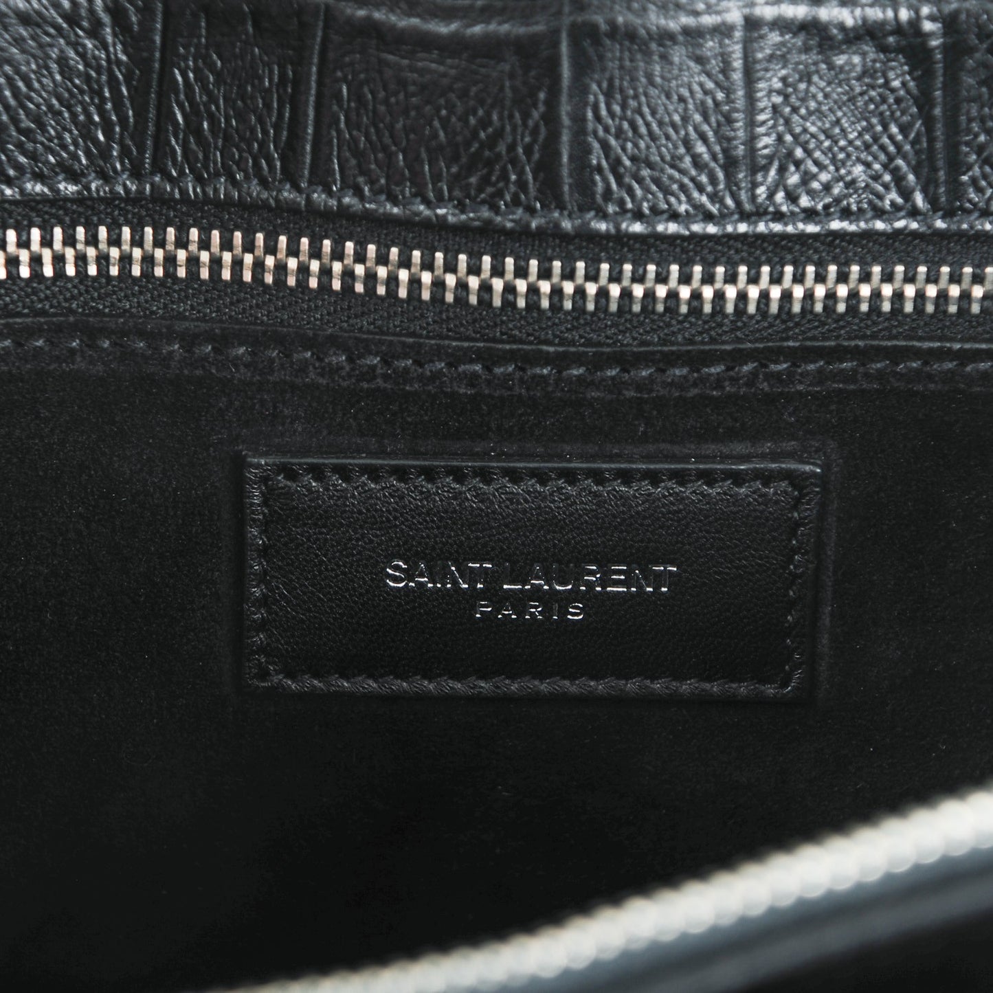 Calfskin Crocodile Embossed Small Sac de Jour Black