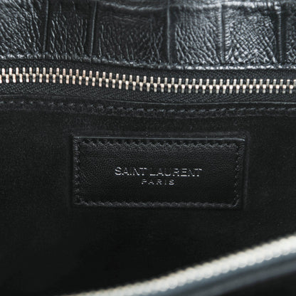 Saint Laurent Calfskin Crocodile Embossed Small Sac de Jour Black 6 of 7