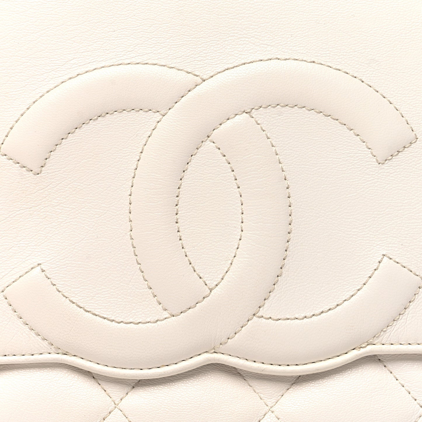 Goatskin Quilted Timeless CC Clutch White