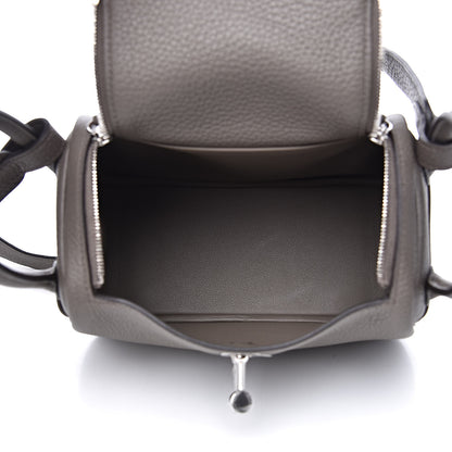 Hermes Taurillon Clemence Mini Lindy 20 Etain 5 of 9