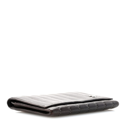 Chanel Lambskin Vertical Quilted Mademoiselle Compact Wallet Dark Brown 4 of 13