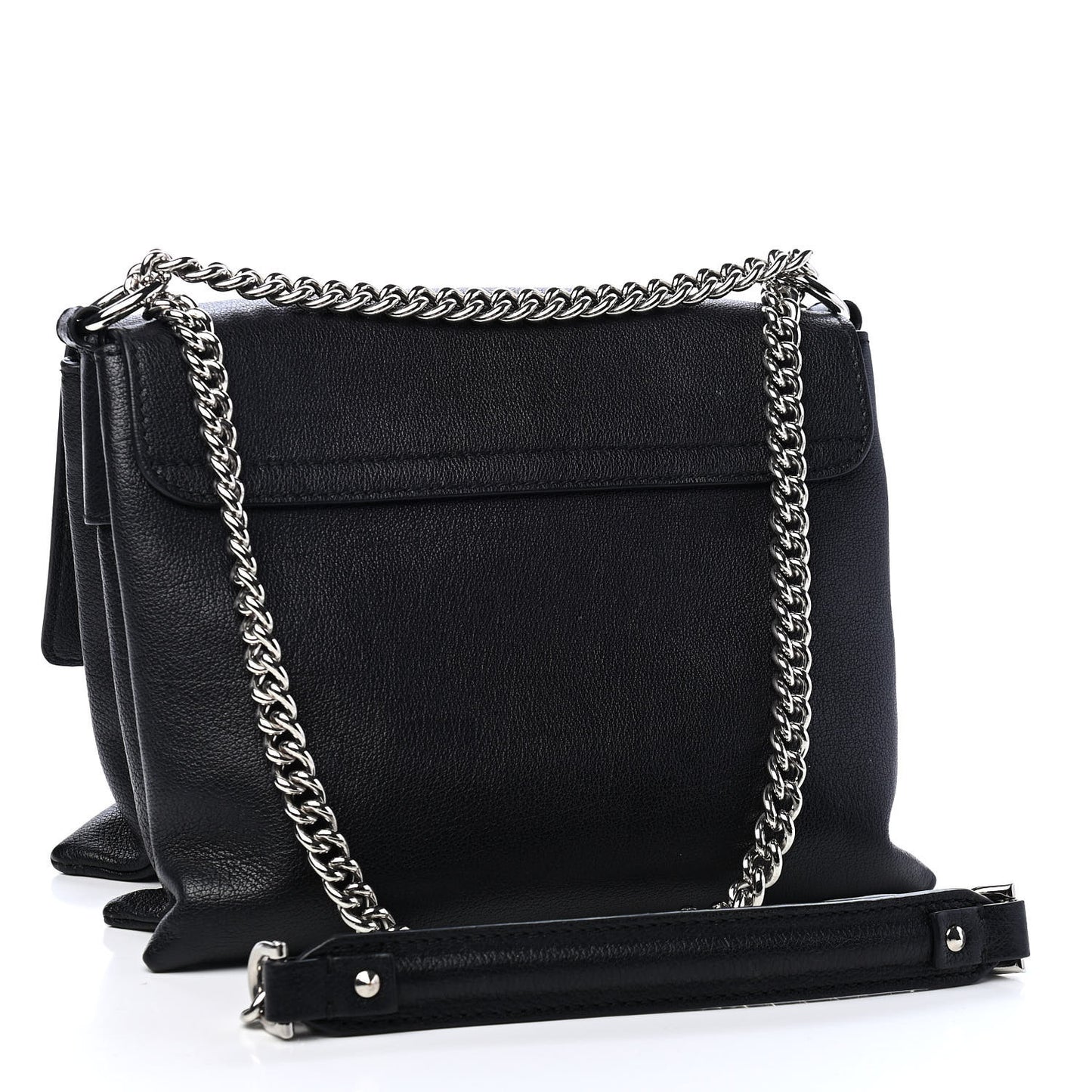 Grained Calfskin Twin Skull Crossbody Black