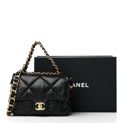 Chanel Lambskin Quilted Small Chain Top Handle Flap Black 11 of 11