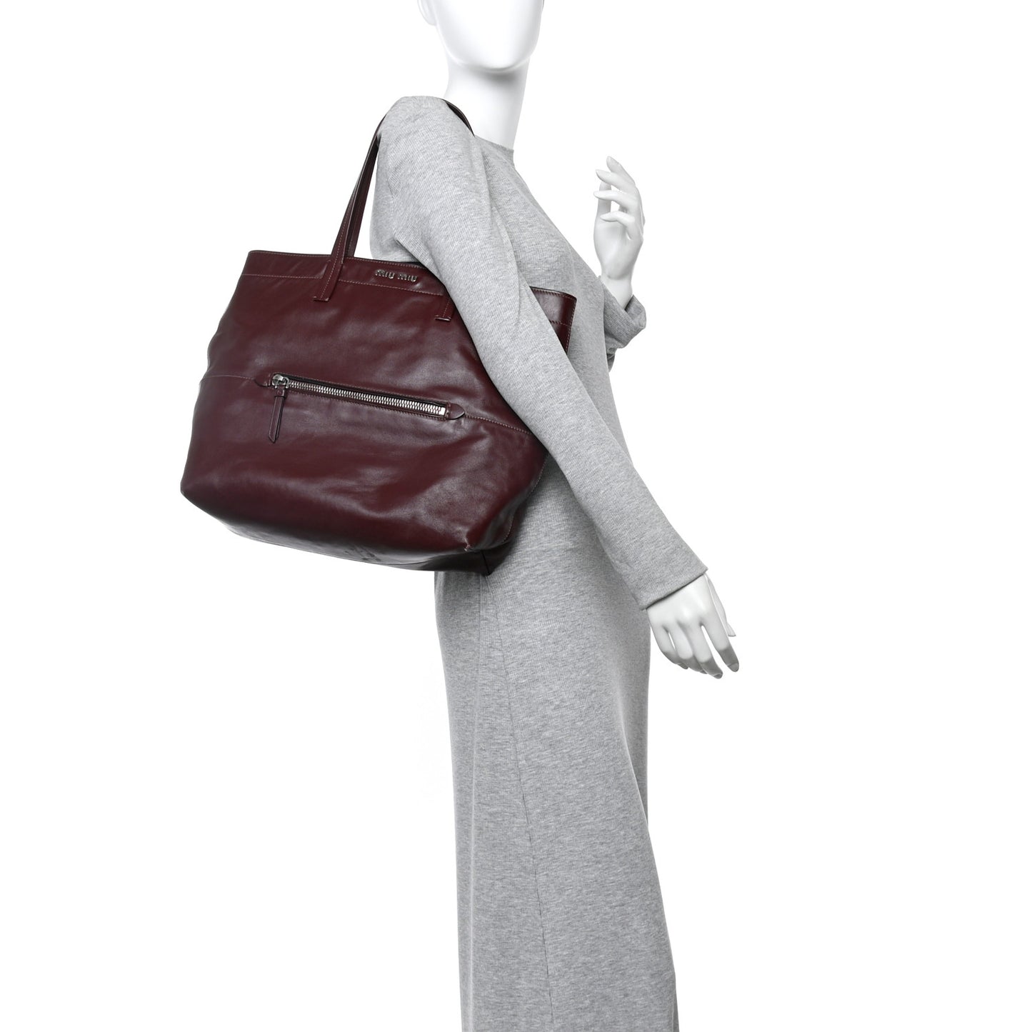 Vitello Soft Shopping Tote Burgundy