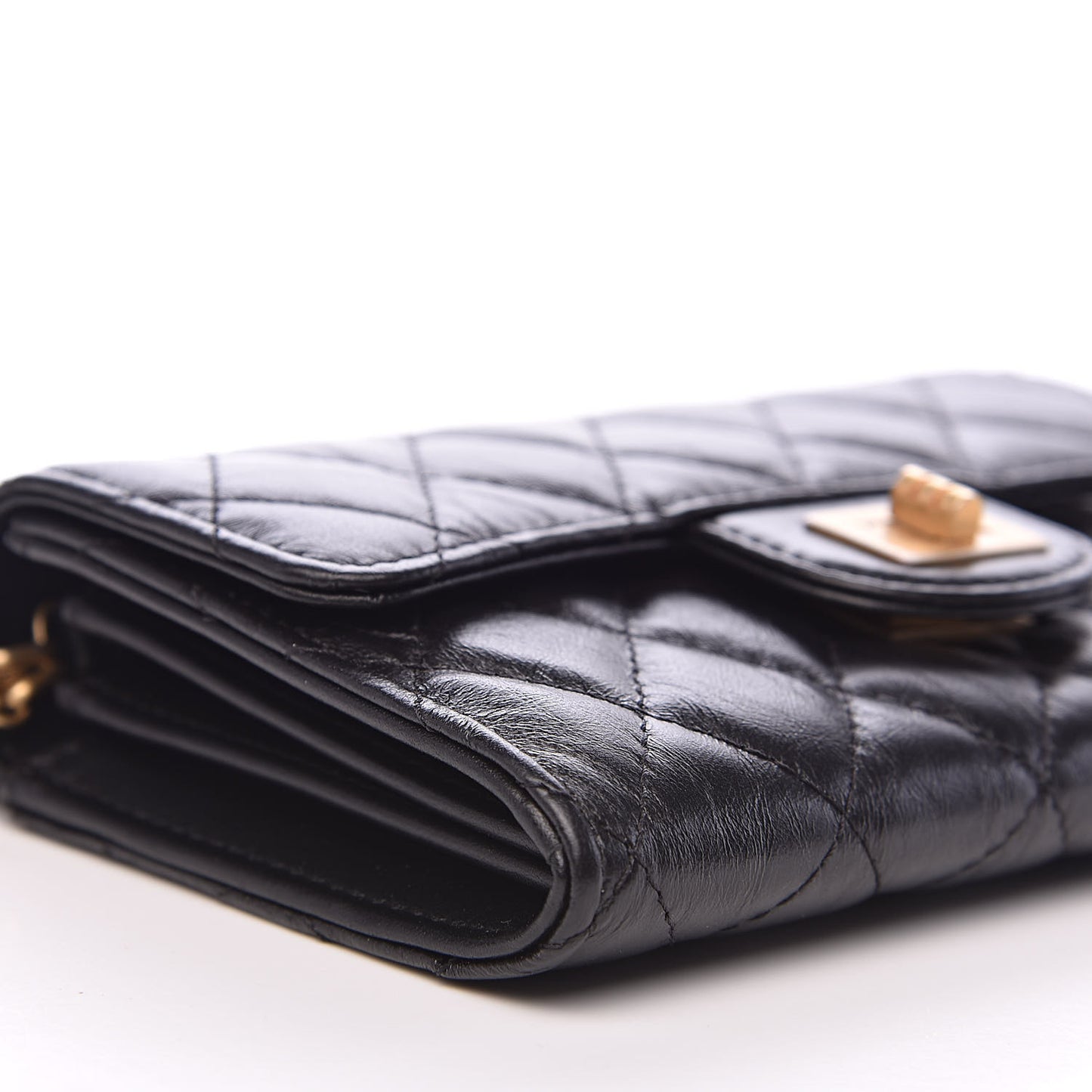 Aged Calfskin Quilted 2.55 Reissue Clutch With Chain Black