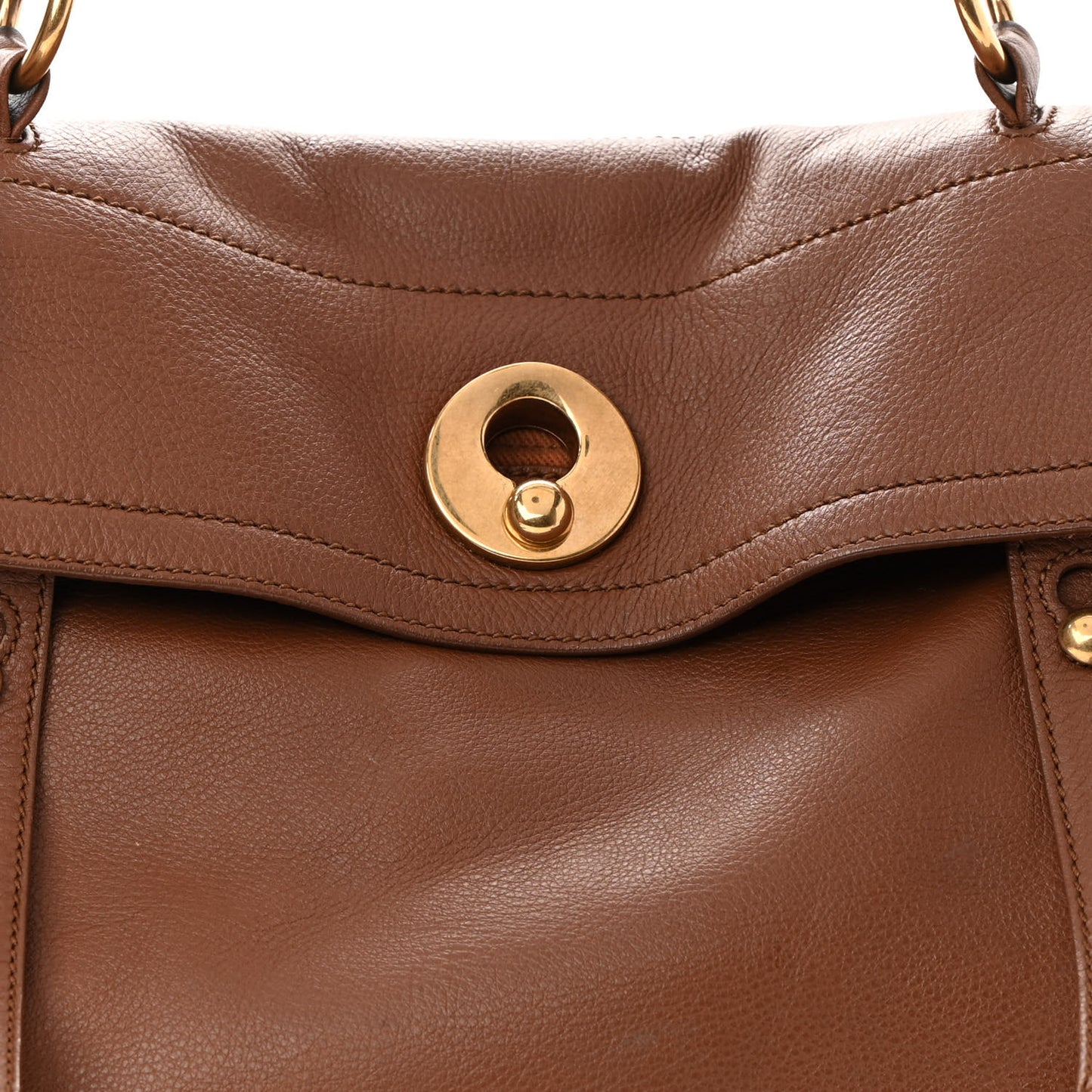 Calfskin Canvas Medium Muse Two Brown