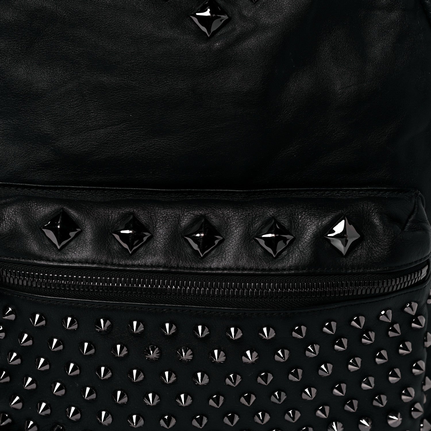 MCM Calfskin Medium Studded Backpack Black 7 of 13