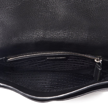 Prada Vitello Daino Flat Flap Messenger Bag Black 7 of 10