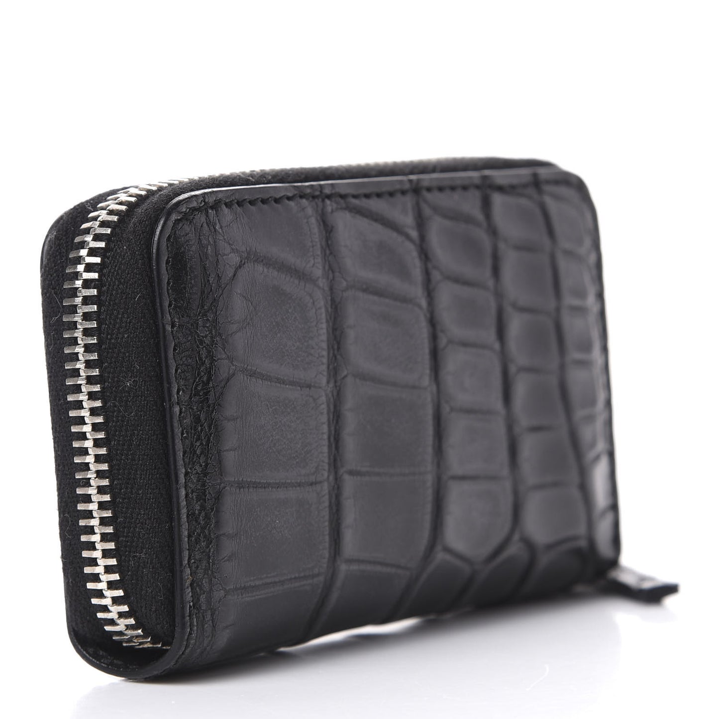 Crocodile Zip Around Card Case Black